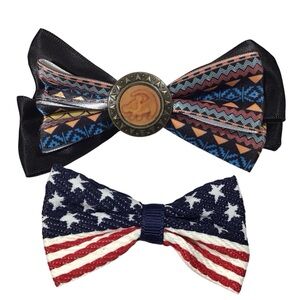 Hair Clips Barretts Disney Southwestern American Flag Red White Blue Bows